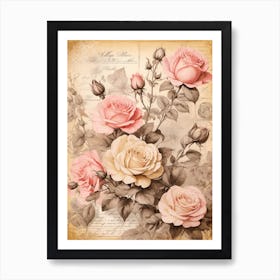 Vintage Roses Print Art Print