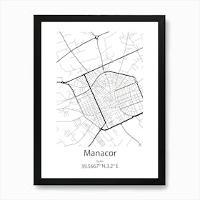 Manacor,Spain Minimalist Map Art Print