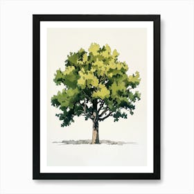 Oak Tree Pixel Illustration 2 Art Print