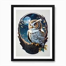 Owl In The Moonlight Art Print