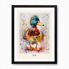 Duck Colourful Watercolour 2 Poster Art Print