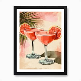 Paloma Cocktail Pink Watercolour Art Print