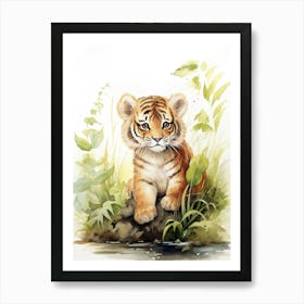 Tiger Illustration Painting Watercolour 3 Art Print