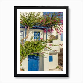 Blue And White House In Paros Art Print