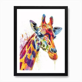 Watercolour Rainbow Giraffe 2 Art Print