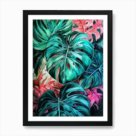 Monstera Leaves nature flora Art Print