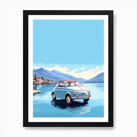 A Fiat 500 Car In The Lake Como Italy Illustration 2 Art Print