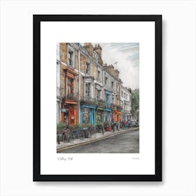 Notting Hill London Pencil Sketch 4 Watercolour Travel Poster Art Print