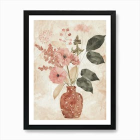 Pink Flowers In A Vase 3 Art Print