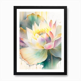 Lotus Flower Pattern Storybook Watercolour 1 Art Print
