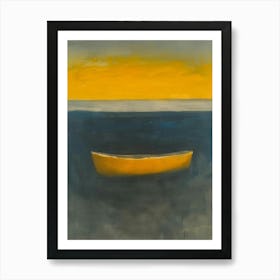 Yellow Boat At Sunset Art Print