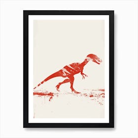 Allosaurus Dinosaur Red Silhouette Art Print