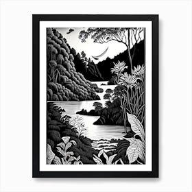 Ganna Walska Lotusland, 1, Usa Linocut Black And White Vintage Art Print