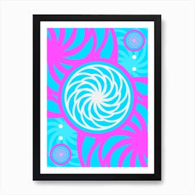 Geometric Glyph in White and Bubblegum Pink and Candy Blue n.0053 Art Print