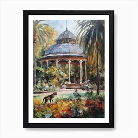Painting Of A Cat In Royal Botanic Gardens, Melbourne Australia In The Style Of Impressionism 02 Art Print