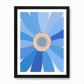 Blue Daisy Floral 1 Art Print