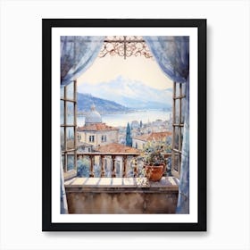 Winter Cityscape Lake Como Italy 1 Art Print