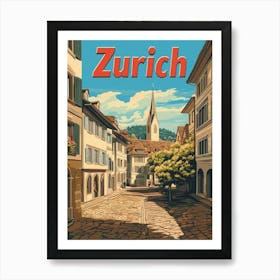 Aihrgdesign A Retro Travel Poster For Zurich 5 Poster