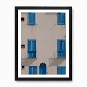 Blue Shutters On A House In Sicily Art Print