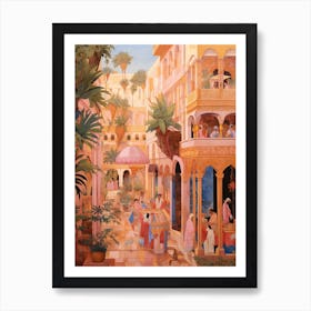 Hurghada Egypt 3 Vintage Pink Travel Illustration Art Print