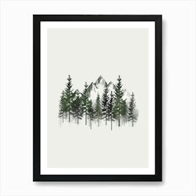 Pine Trees In The Mountains Art Print