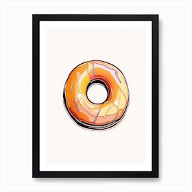 Bourbon Glazed Donut Abstract Line Drawing 1 Art Print