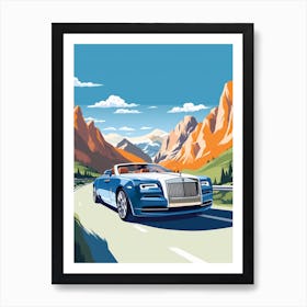 A Rolls Royce Phantom In The Route Des Grandes Alpes Illustration 3 Art Print