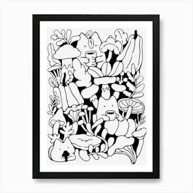 Autumn mushroom doodle kitty Cats Poster