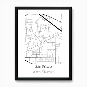 San Prisco,Italy Minimalist Map Art Print