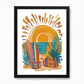 Surfboards In The Sand Art Print