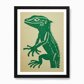 Forest Green Skinks Lizard Bold Block Colour 4 Art Print