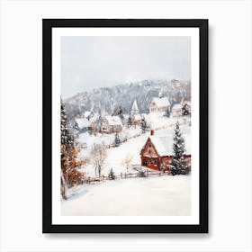 Vintage Winter Landscape Painting Art Print