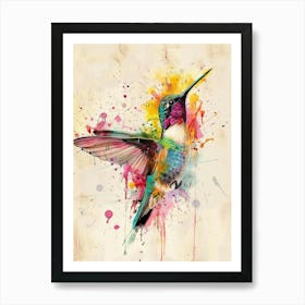 Hummingbird Colourful Watercolour 2 Art Print