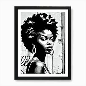 Vintage Graffiti Mural Of Beautiful Black Woman 96 Art Print