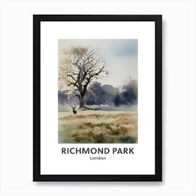 Richmond Park, London 3 Watercolour Travel Poster Art Print