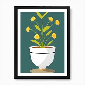 Flower Pot With Yellow Flowers Art Art Print