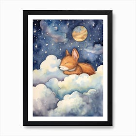 Baby Squirrel 2 Sleeping In The Clouds Art Print