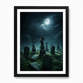 Graveyard At Night 17 Art Print