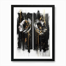 Black And Gold Poppies 1 Art Print