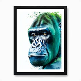 Gorilla With Thinking Face Gorillas Mosaic Watercolour 1 Art Print