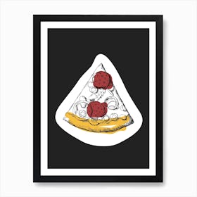 Kitchen Pop Pizza Off Black Art Print