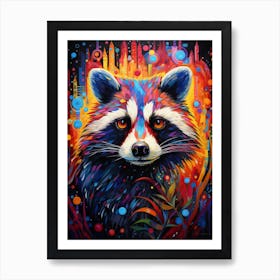 A Honduran Raccoon Vibrant Paint Splash 1 Art Print