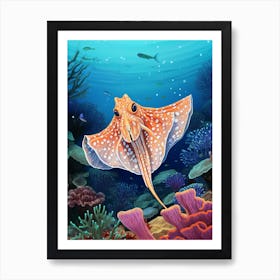 Blanket Octopus Detailed Illustration 5 Art Print