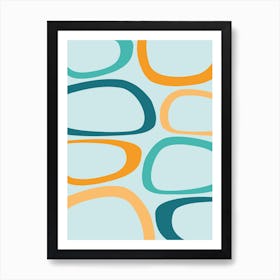 Mid Century Modern Abstract Teal Orange Aqua Art Print