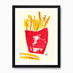 French Fries kitchen art still life food painting contemporary modern acrylic hand painted abstract figurative Art Print