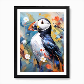 Bird Painting Collage Puffin 2 Art Print