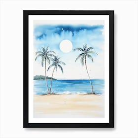 Watercolour Of Whitehaven Beach   Queensland Australia 1 Art Print