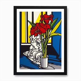 Carnation Flower Still Life  4 Pop Art Style Art Print