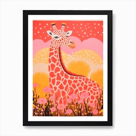 Vivid Orange & Pink Giraffe Art Print