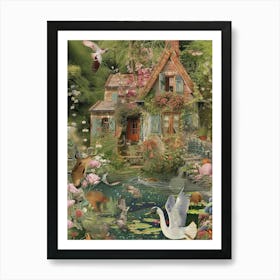 Monet Pond Fairies Scrapbook Collage 5 Art Print